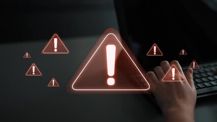 Cybersecurity alert warning showing red cyber for data breach, network threat, and cyber security system vulnerability with emphasis on security risk, caution, digital protection Marrow - Powered by Adobe