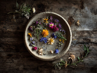 A beautiful arrangement of colorful wildflowers in a bowl.