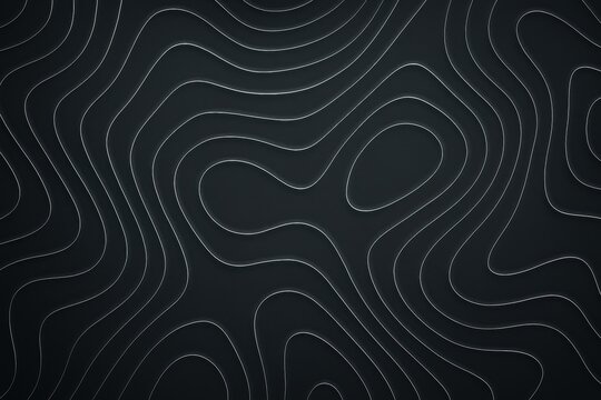Minimal abstract topographic contour lines background with flowing elevation curves monochrome seamless mapping pattern modern tech texture for web