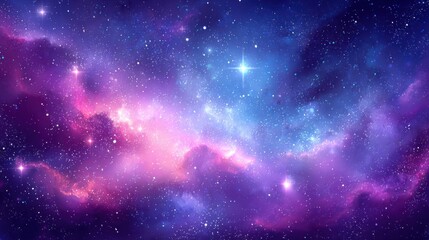 Vast vibrant colorful galaxy with bright stars and cosmic nebulas in space scene.