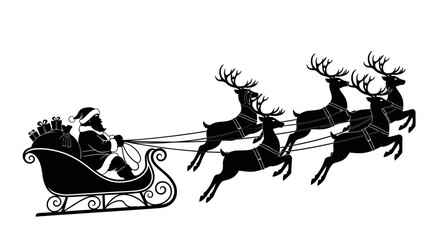 Santa's Reindeer Sleigh Ride A Festive Silhouette