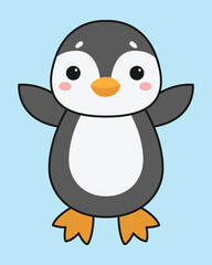 Cute cartoon penguin. Isolated background. Vector illustration