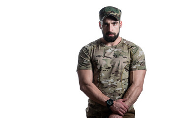Fototapeta premium Soldiers With Gun on a White Background