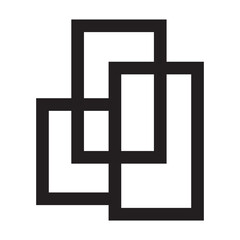 Obraz premium Minimalist abstract window logo design with interlocking rectangles, modern geometric vector symbol