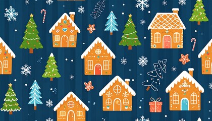 Christmas gingerbread houses pattern