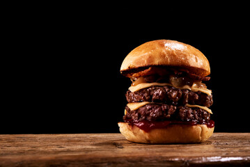 Double cheddar burger with bacon