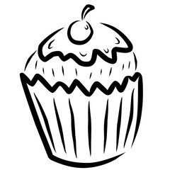 Cupcake with Cherry Illustration
