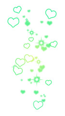 Green Glowing Heart Sparkles on Transparent Background
