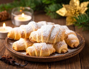 Vanillekipferl mit Adventshintergrund