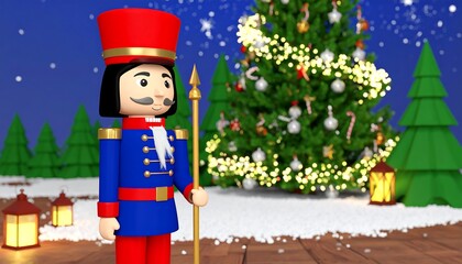 Christmas Nutcracker figurine by a tree