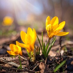 Spring crocus in sunlight