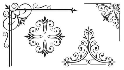 Elegant black ornate decorative flourishes and corner accents
