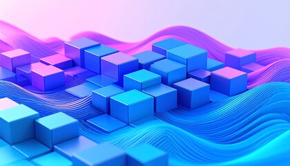 Abstract 3D shapes, vibrant colors