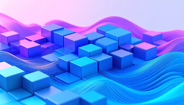 Abstract 3D shapes, vibrant colors