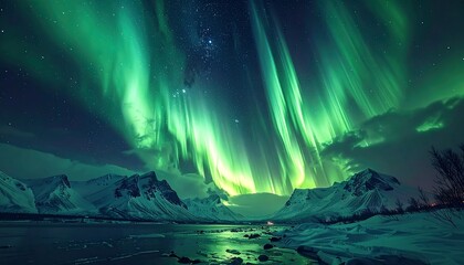 Northern Lights over snowy landscape (7)
