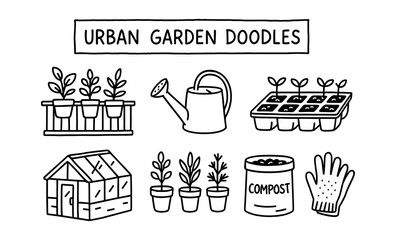 Urban garden doodles: hand-drawn elements for diy projects