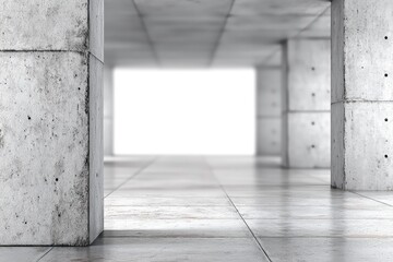 Obraz premium Modern Gray Concrete Architectural Corridor