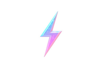 3D lightning bolt featuring pastel gradient colors of blue, pink, and purple png