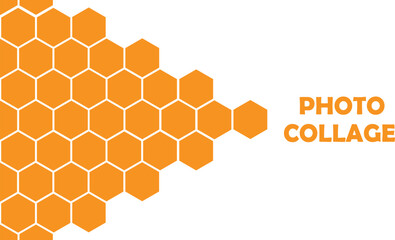 Honeycomb polygon photo collage. Black hexagon frames, design element template for album, photo collection, montage, overlay, clipping mask.