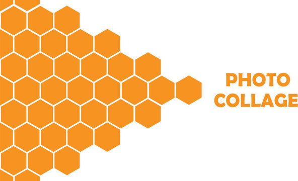 Honeycomb polygon photo collage. Black hexagon frames, design element template for album, photo collection, montage, overlay, clipping mask.
