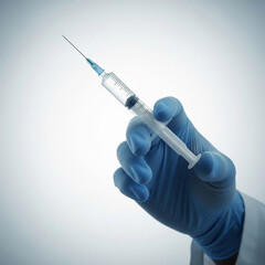 A doctor hand holding a syringe ready for an injection or a vaccine