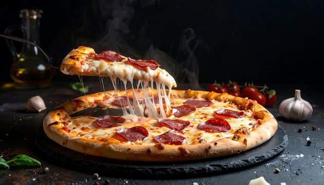 A hot pepperoni pizza slice - Powered by Adobe