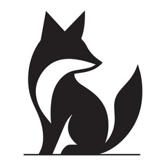 Minimalist fox logo design with negative space, abstract geometric vector symbol