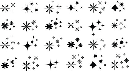 Vector Sparkle Icons | Star, Shine, Glitter & Abstract Clean Icon Collection | Sparkles Vector Set