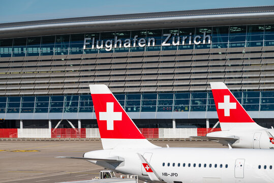 Swiss air airplanes at Zurich airport in Switzerland