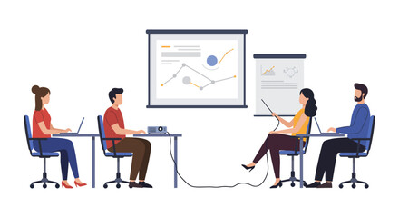 Business presentation with data analysis showing charts and graphs during team meeting concept for finance report and marketing strategy.