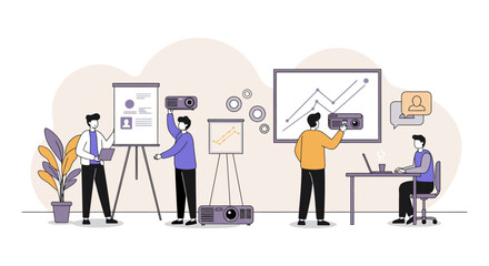 business presentation with team collaboration visualizing data and project management in a modern office showcasing teamwork and communication