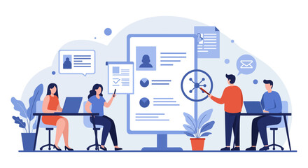 hr recruiting team presenting data insights showing cv analytics for hiring decisions a strategy concept used for business recruitment