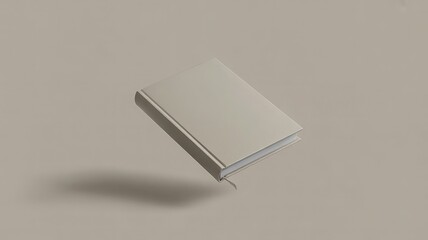 Minimalist light gray notebook or journal floating in air with soft shadow on neutral background