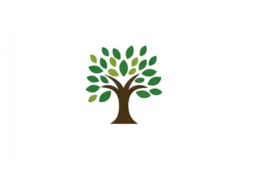 Obraz premium Simple graphic design of a tree with leaves.