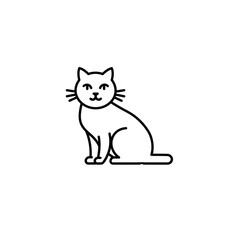 Cartoon cat sitting with a playful expression on a white background  