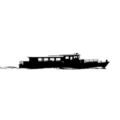 Obraz premium Silhouette Vector Illustration of Passenger Boat in Minimalist Black and White Style
