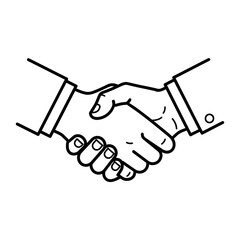 Fototapeta premium Minimalist Handshake Vector Illustration with Black Line Art for Business Agreement Design