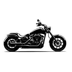 Obraz premium Motorcycle Vector Illustration with Black Silhouette and Detailed Mechanical Elements in Minimalist Style
