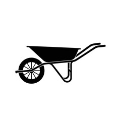 Minimalist Wheelbarrow Vector Illustration with Black Silhouette Design