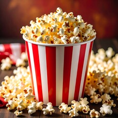 A large container of popcorn
