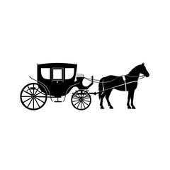 Classic Horse Carriage Vector Illustration in Black Silhouette Minimalist Style