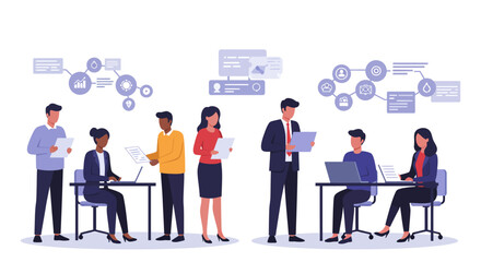 diverse team collaboration in modern office sharing ideas working on laptops illustrating teamwork and company growth for business presentations.