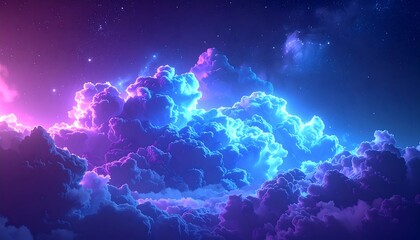 Glowing cloudscape at night, vibrant colors