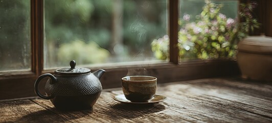 Tea by Rainy Window With Soft Light