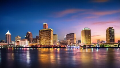 Obraz premium new orleans louisiana usa cbd skyline at night