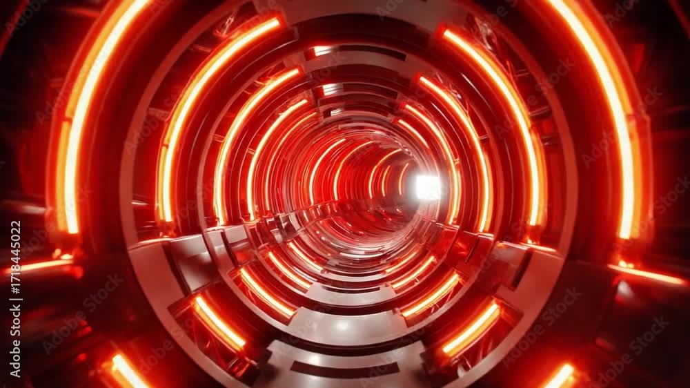 Poster red light tunnel: immerse yourself in a mesmerizing perspective through a futuristic tunnel, illumin