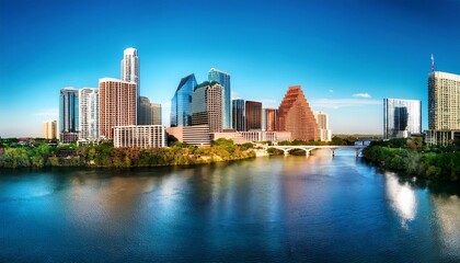Obraz premium austin texas usa skyline on the colorado river