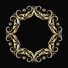 Vector set of decorative elements for design. Elegant line art frames for invitations, greeting cards, scrapbooking. Golden elements on black background