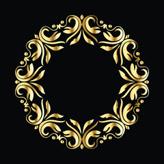 Vector set of decorative elements for design. Elegant line art frames for invitations, greeting cards, scrapbooking. Golden elements on black background