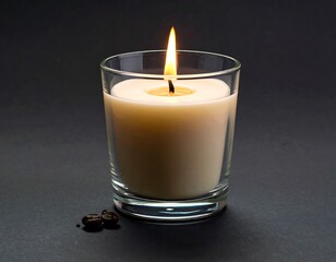 A lit candle in a glass